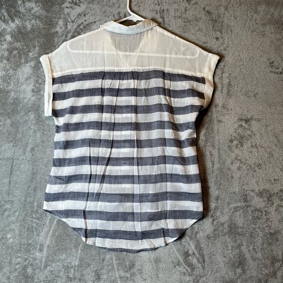 Hei Hei Anthropologie Perpignan Sz Small 100% Cotton Striped Button Front Blouse - Picture 4 of 6
